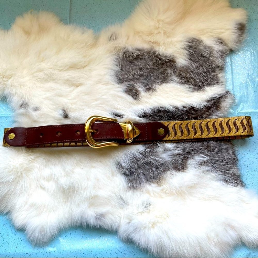 Vintage KUDOS  Canada leather metal mix media belt